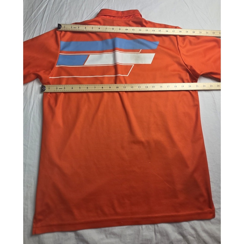 Sligo Men's Golf Polo Shirt Size M Orange Blue White Striped Performance Jersey - Picture 9 of 10